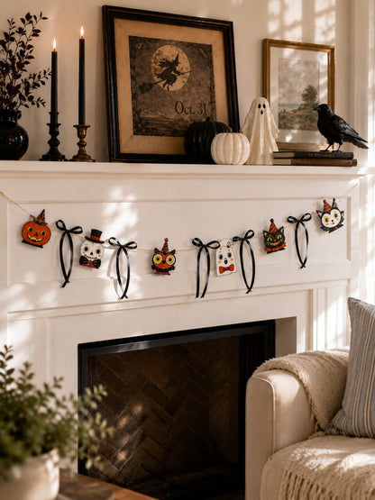 pumpkin owl black cat Halloween garland - photo 9