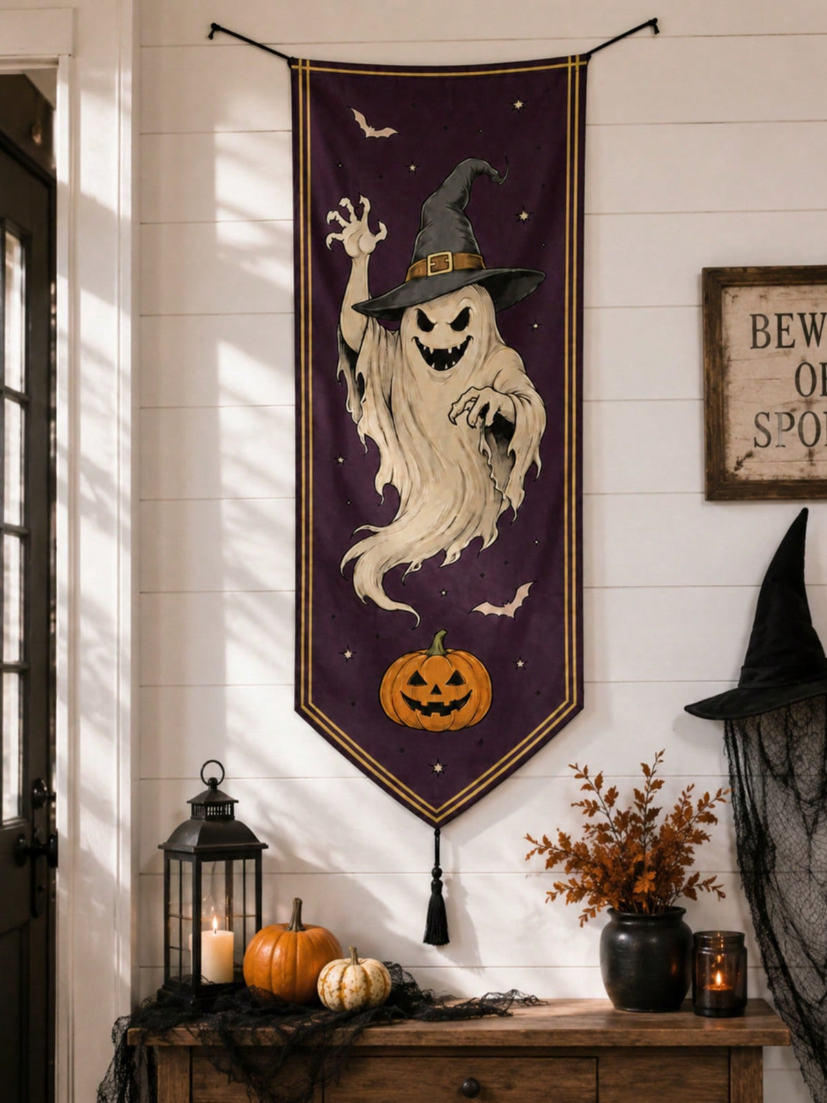witch ghost Halloween porch banner - photo 9