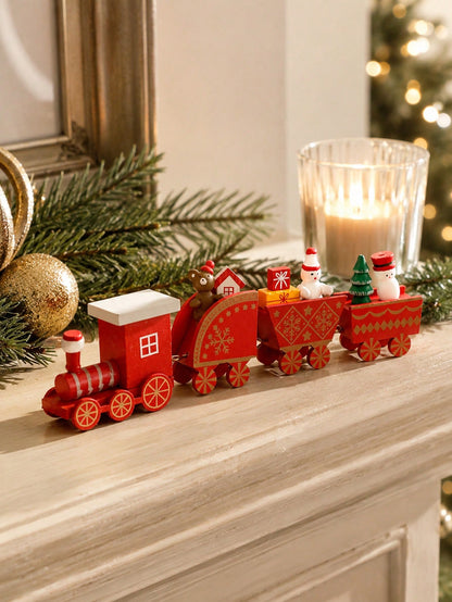 red Christmas train bear snowman - photo 7