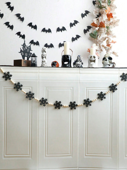 felt snowflake bead garland - Black photo 9
