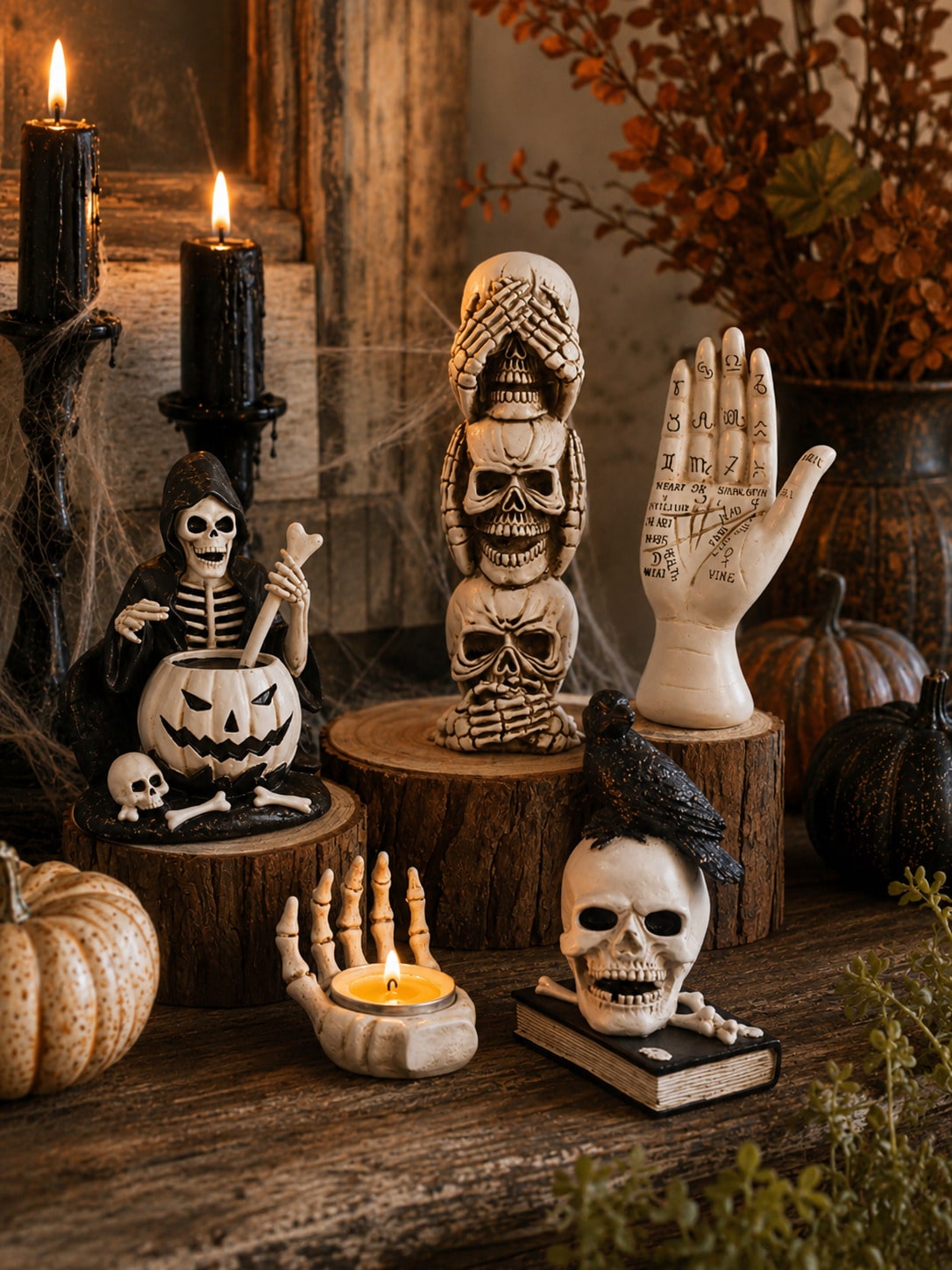 gothic skull skeleton figurines - photo 9
