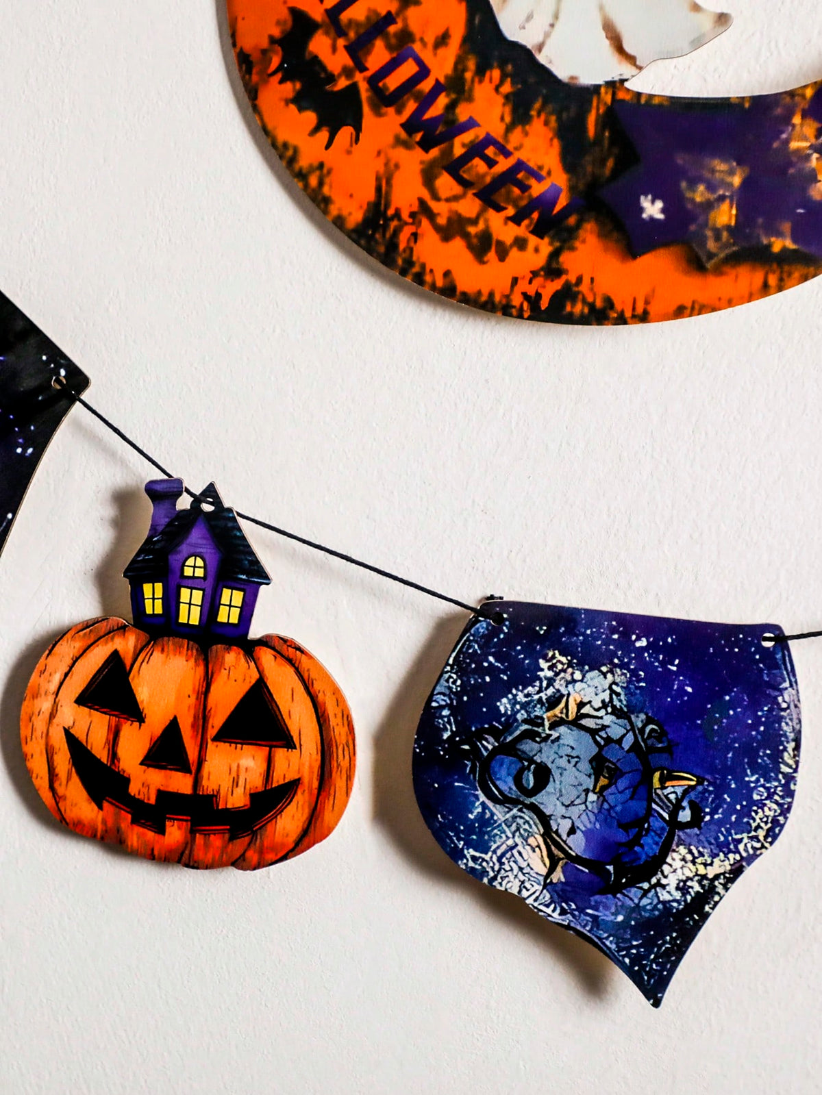 pumpkin bat moon Halloween banner - photo 9