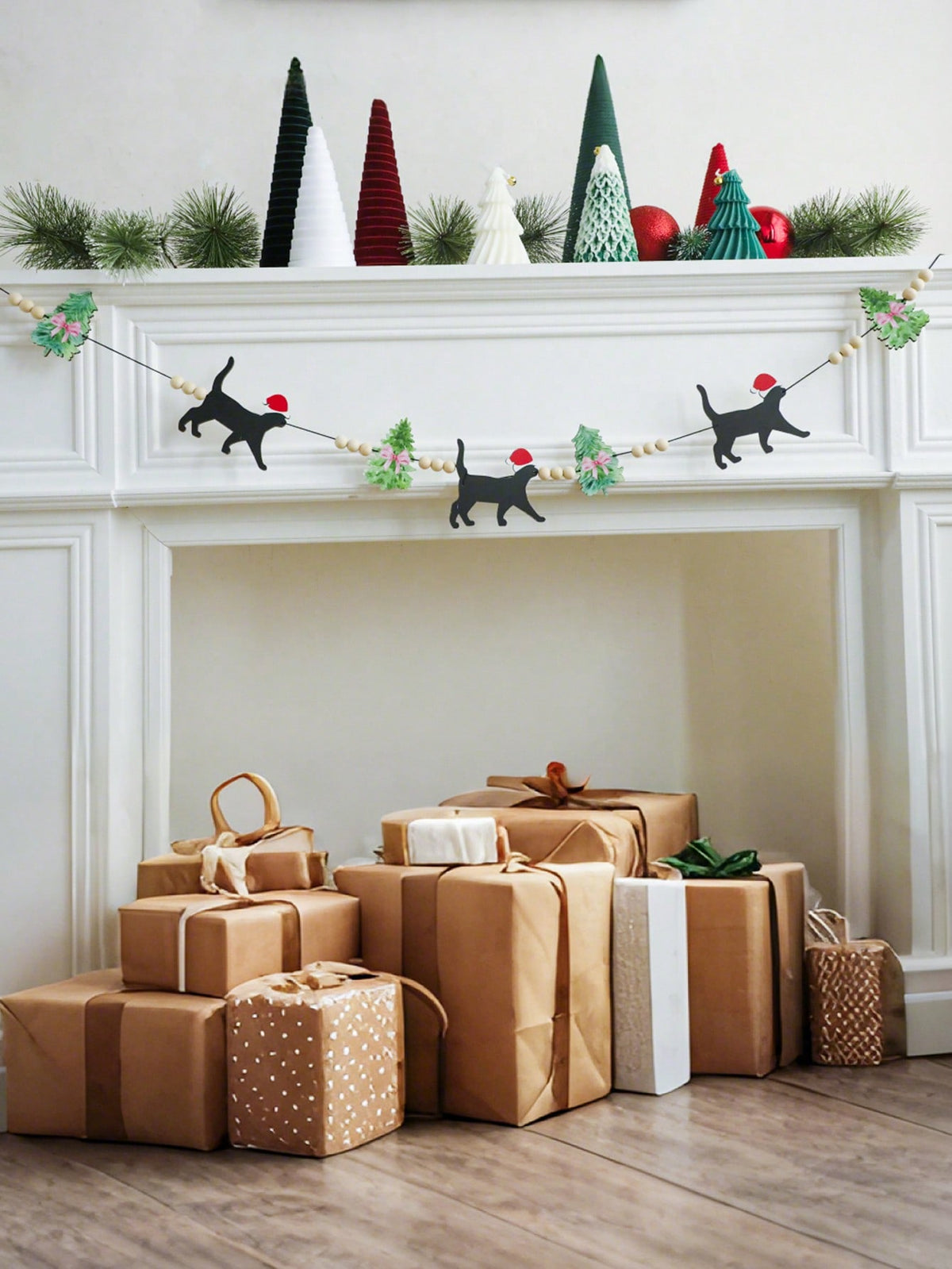 black cat Christmas felt garland - photo 10
