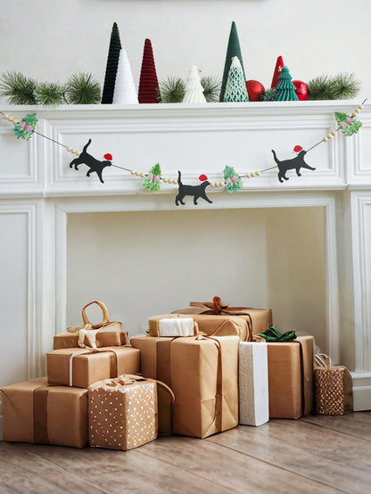black cat Christmas felt garland - photo 10
