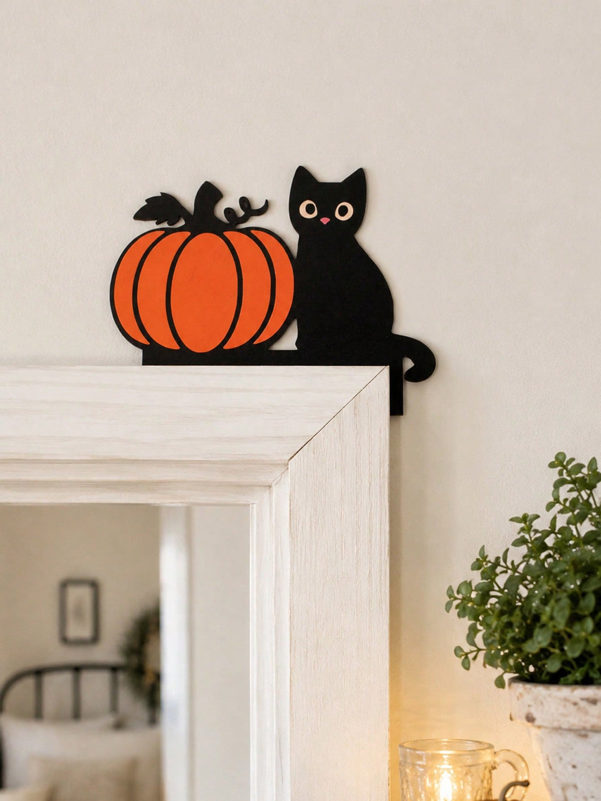 black cat pumpkin door corner decor - photo 8