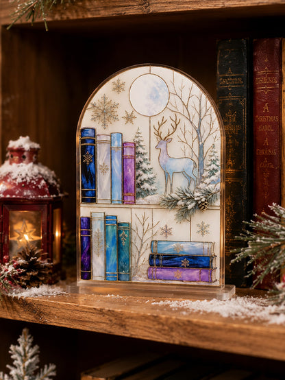 winter deer bookshelf plaque - photo 9