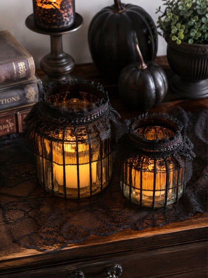 gothic lace jar candle holder - photo 8