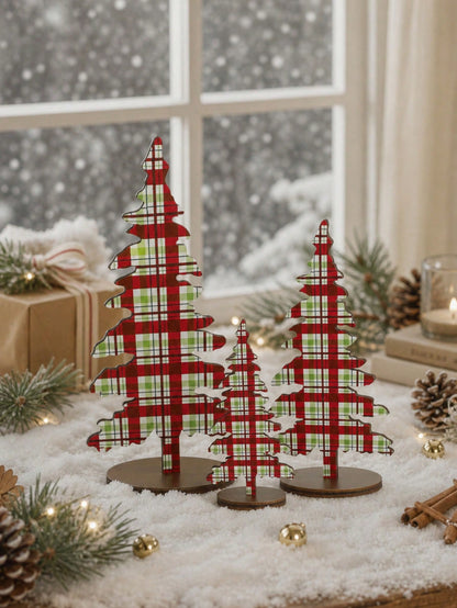 patterned Christmas tree tabletop decor - Red Plaid photo 8