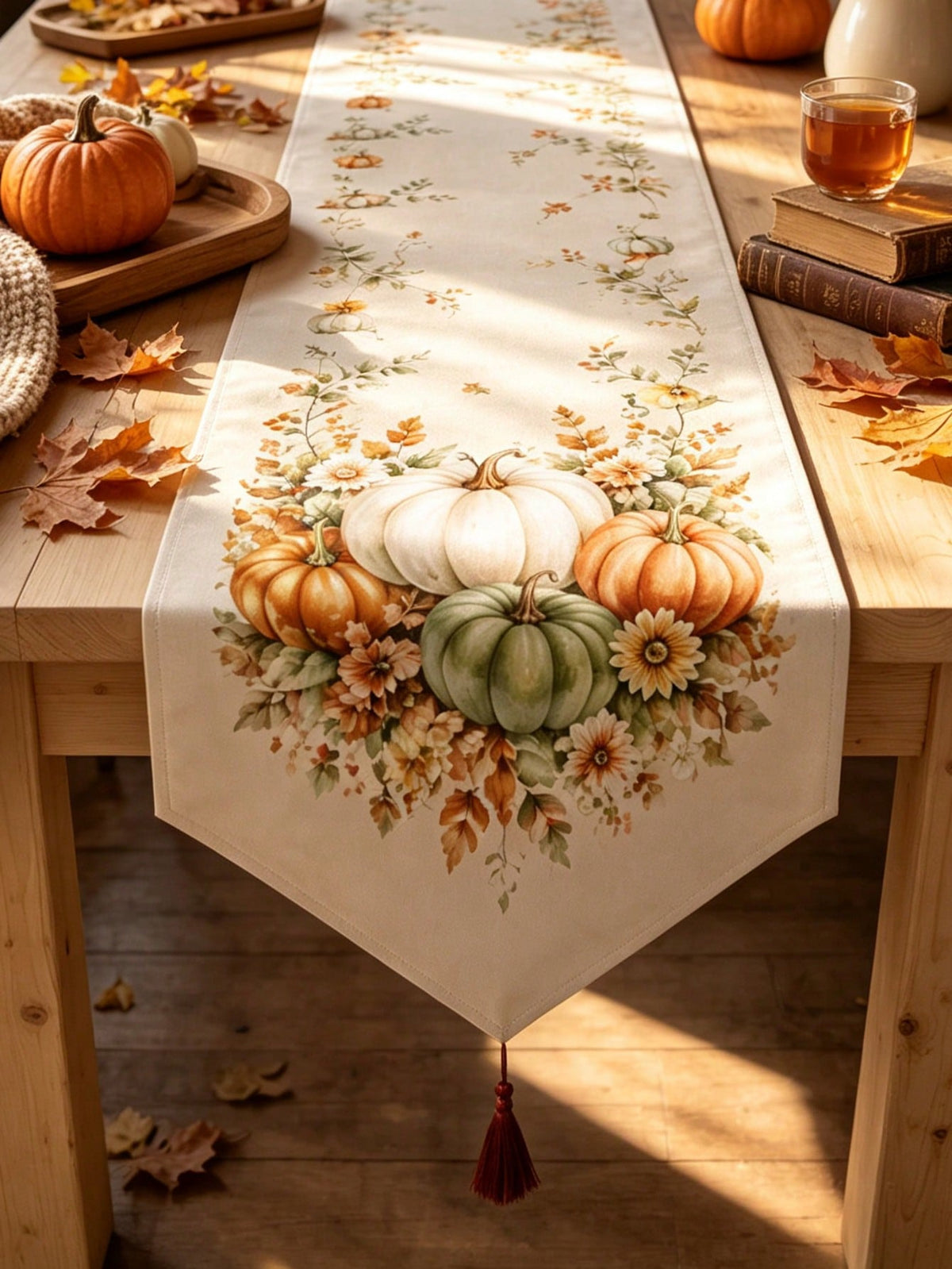 pumpkin wildflower table runner - photo 10