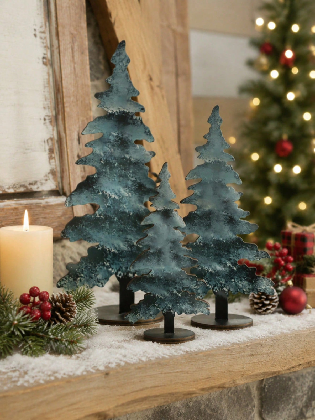 frosted blue pine tree tabletop - photo 9