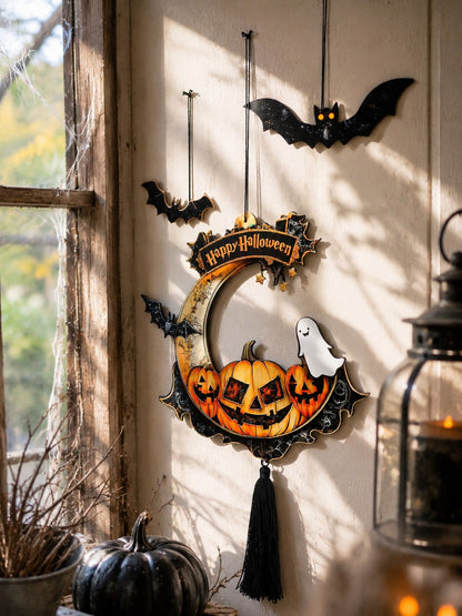 crescent moon pumpkin hanging decor - photo 10