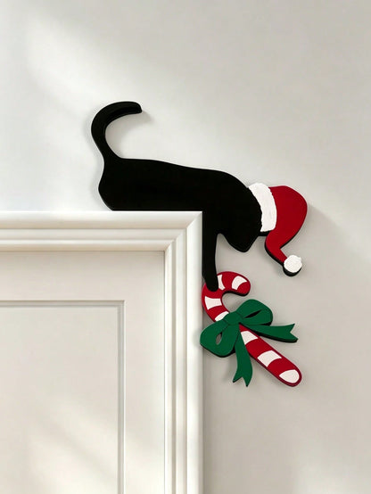 black cat candy cane door corner - photo 10