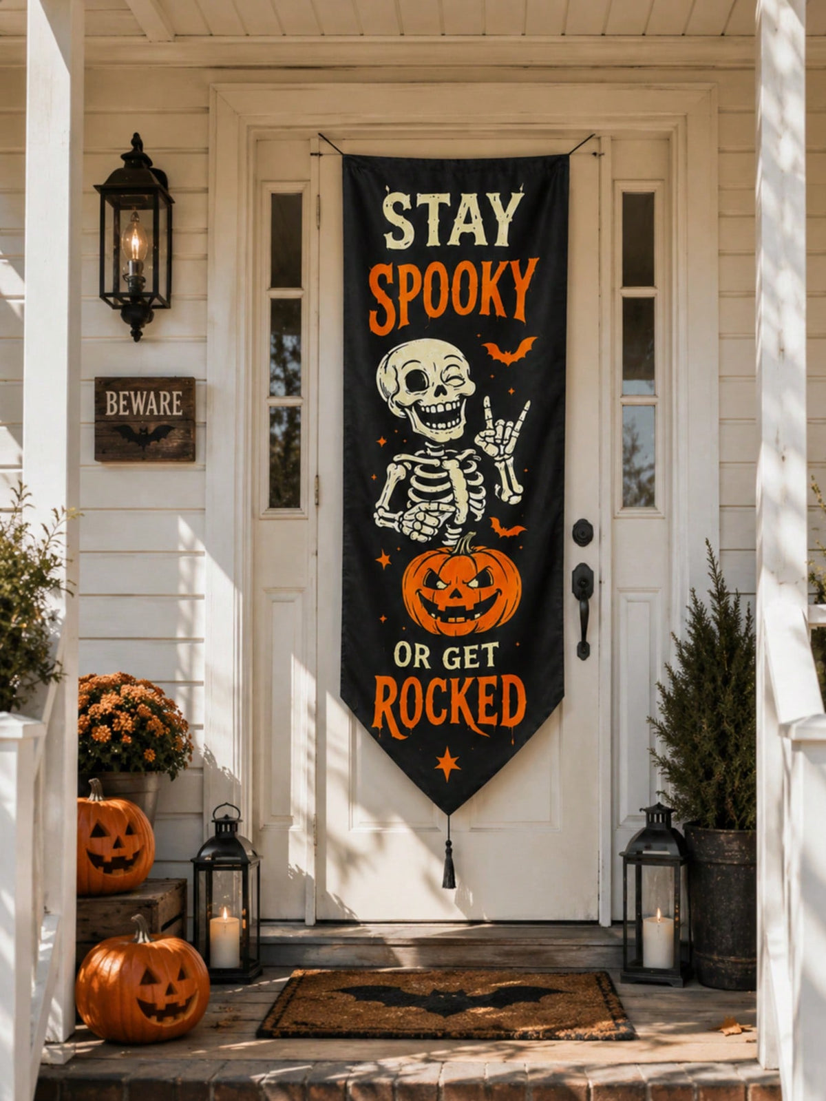 stay spooky skeleton porch banner - photo 9