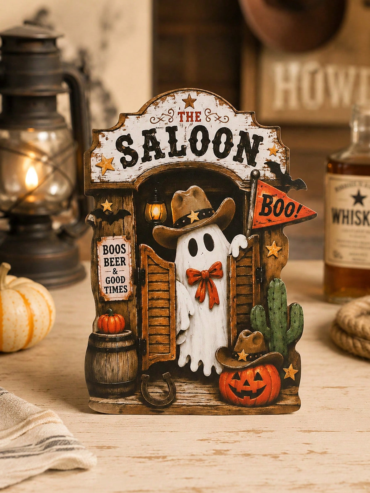 ghost saloon Halloween tabletop sign - photo 10