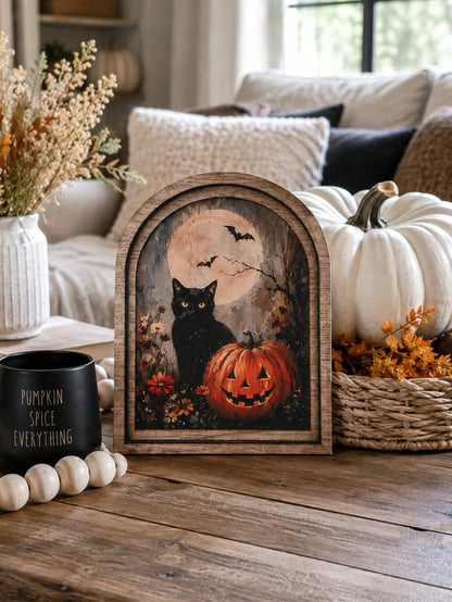 black cat jack-o-lantern arch sign - photo 9