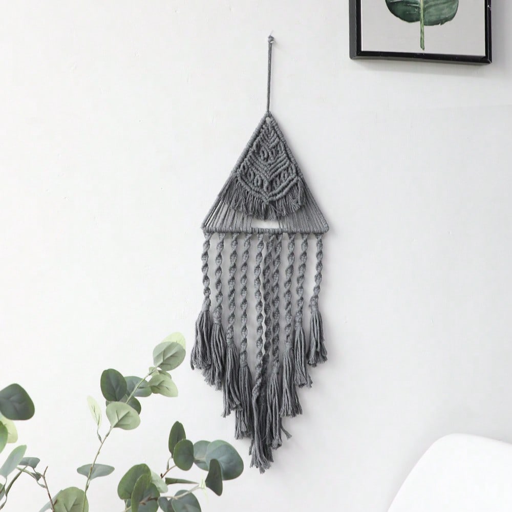 triangle macrame wall hanging - Gray photo 9