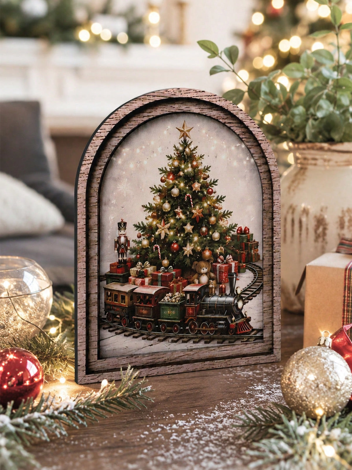 Christmas tree train arch tabletop sign - photo 9