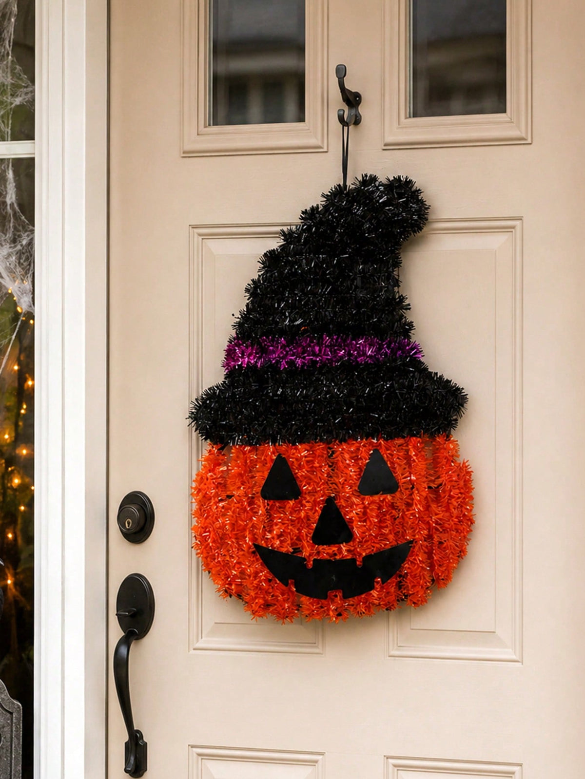 witch hat pumpkin tinsel door hanger - photo 9