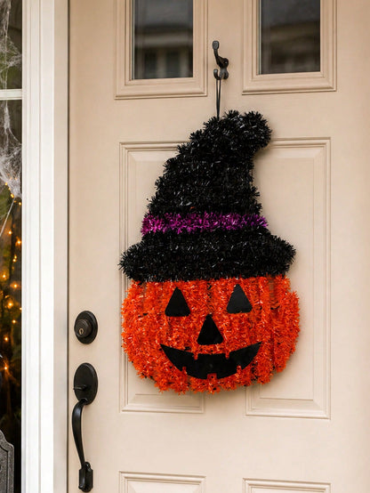 witch hat pumpkin tinsel door hanger - photo 9