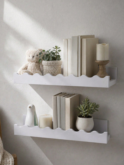 wavy edge floating wall shelf - White photo 9
