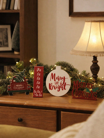 red truck Christmas tabletop sign - photo 8