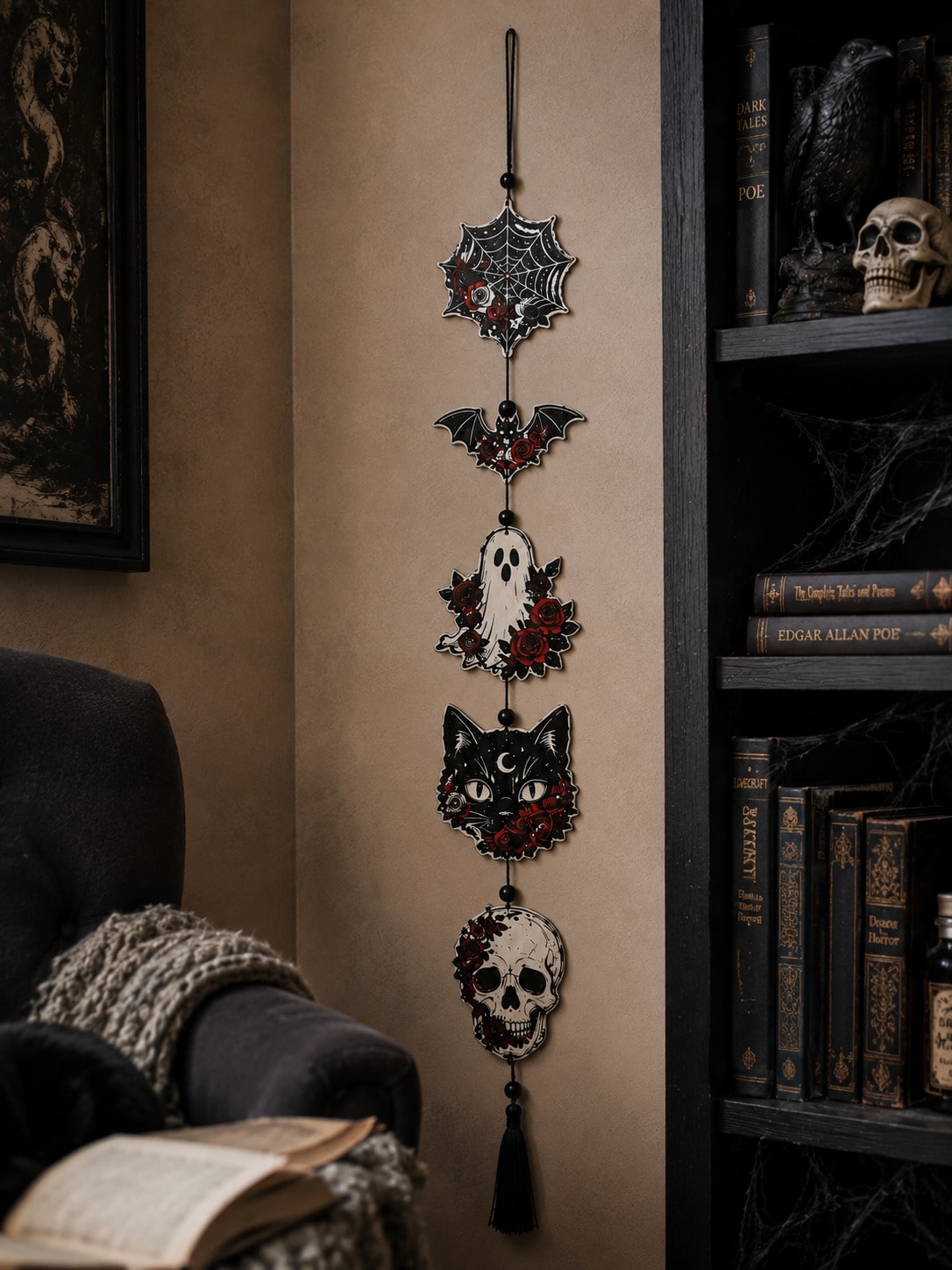 black cat skull gothic hanging decor - photo 10