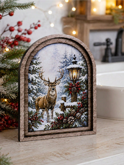 reindeer snowy forest arch sign - photo 10