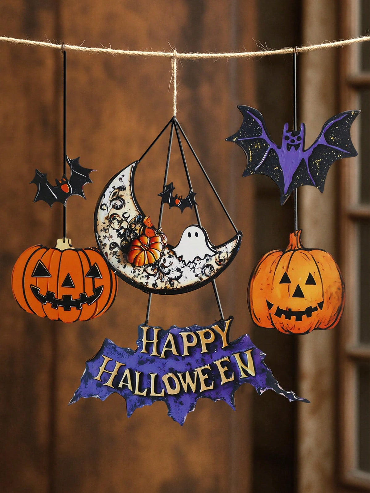bat moon pumpkin Halloween door sign - photo 10