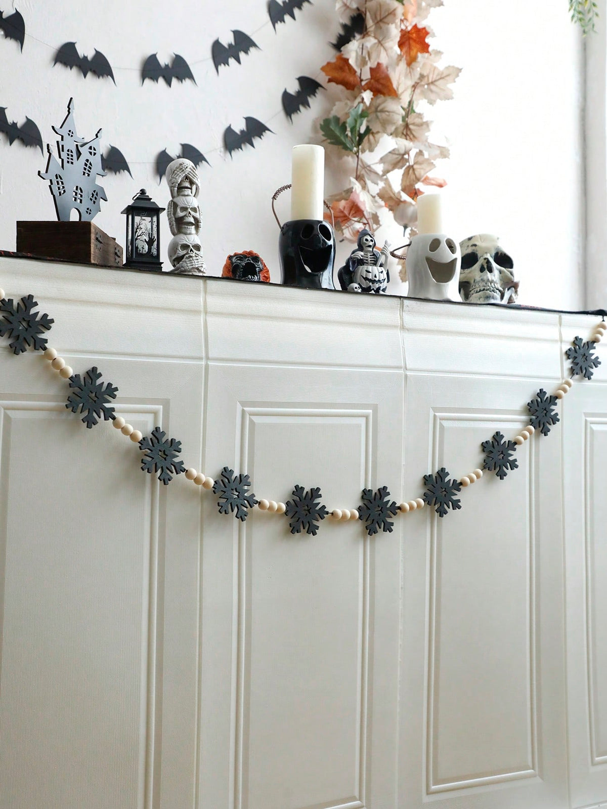 felt snowflake bead garland - Black photo 10