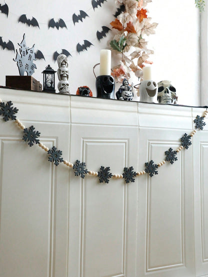felt snowflake bead garland - Black photo 10
