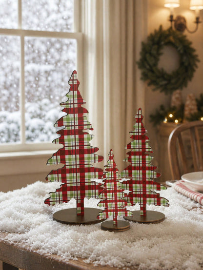 patterned Christmas tree tabletop decor - Red Plaid photo 9