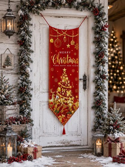 Merry Christmas red door banner - photo 11