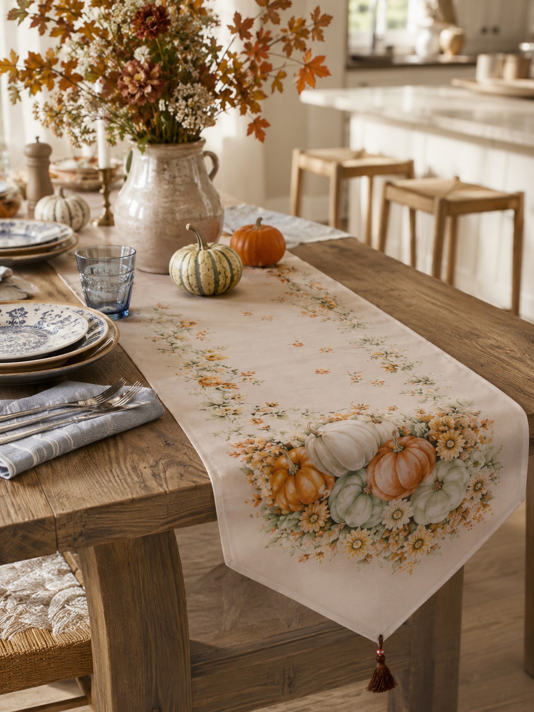 pumpkin wildflower table runner - photo 11