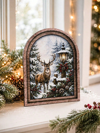 reindeer snowy forest arch sign - photo 11