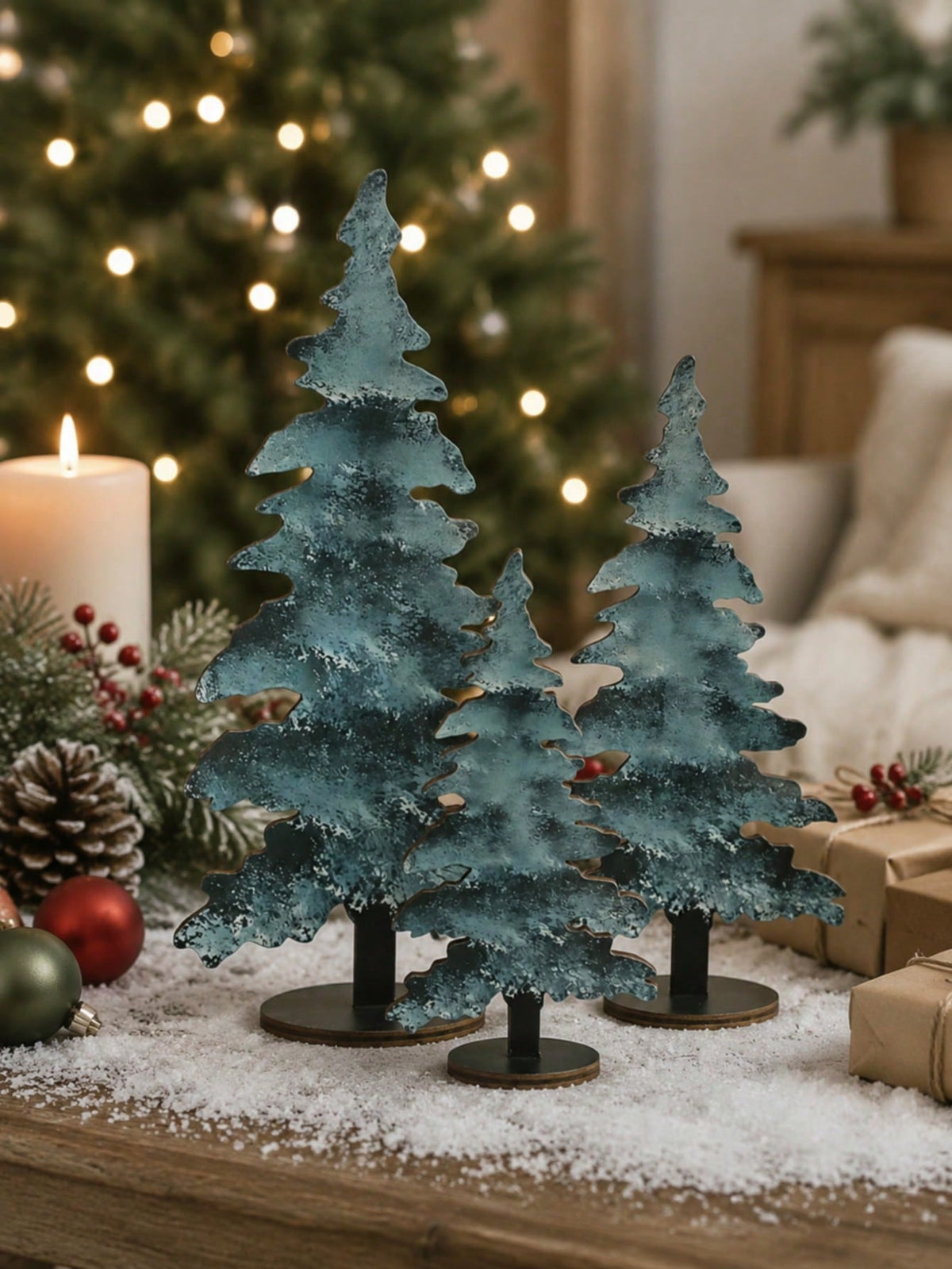 frosted blue pine tree tabletop - photo 10