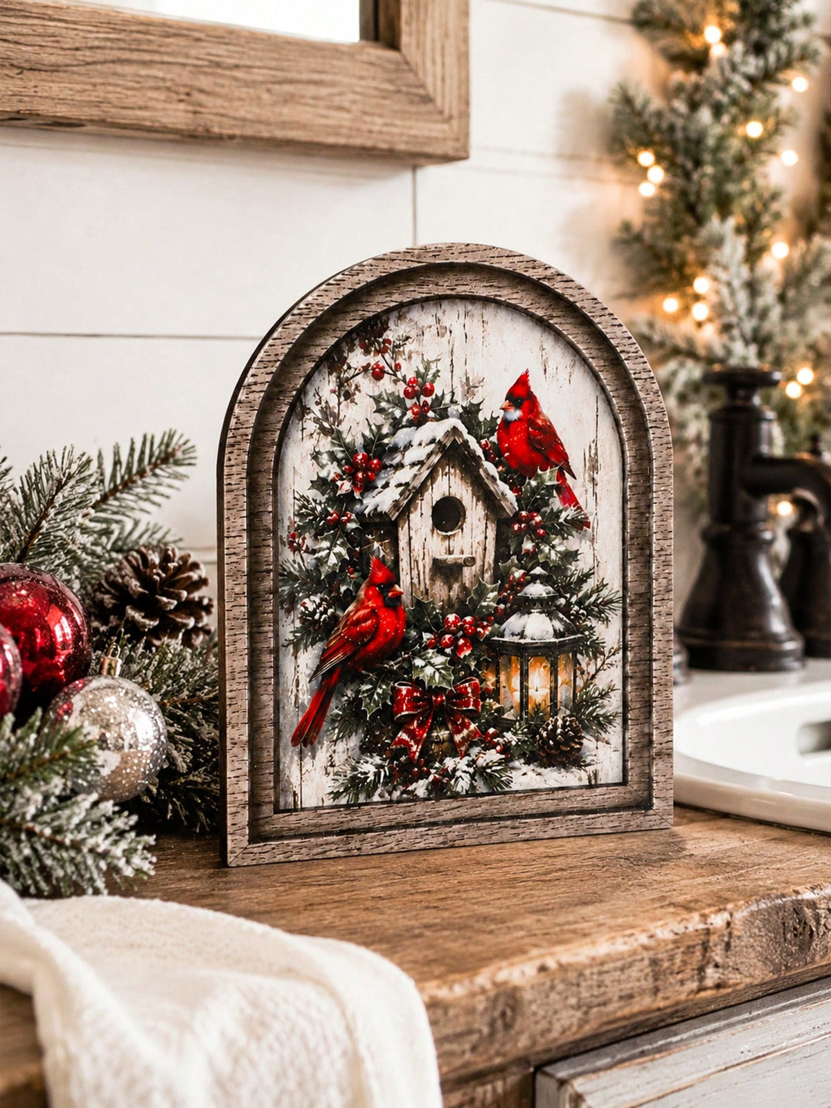 cardinal birdhouse winter arch sign - photo 10