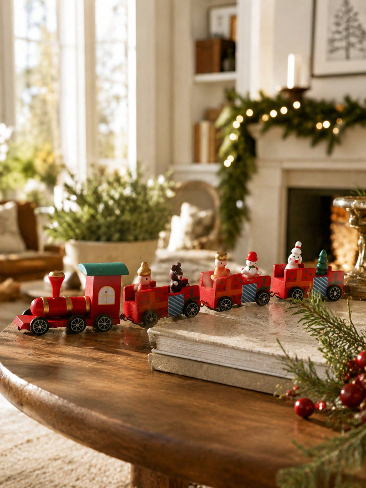 long Christmas train tabletop decor - photo 10