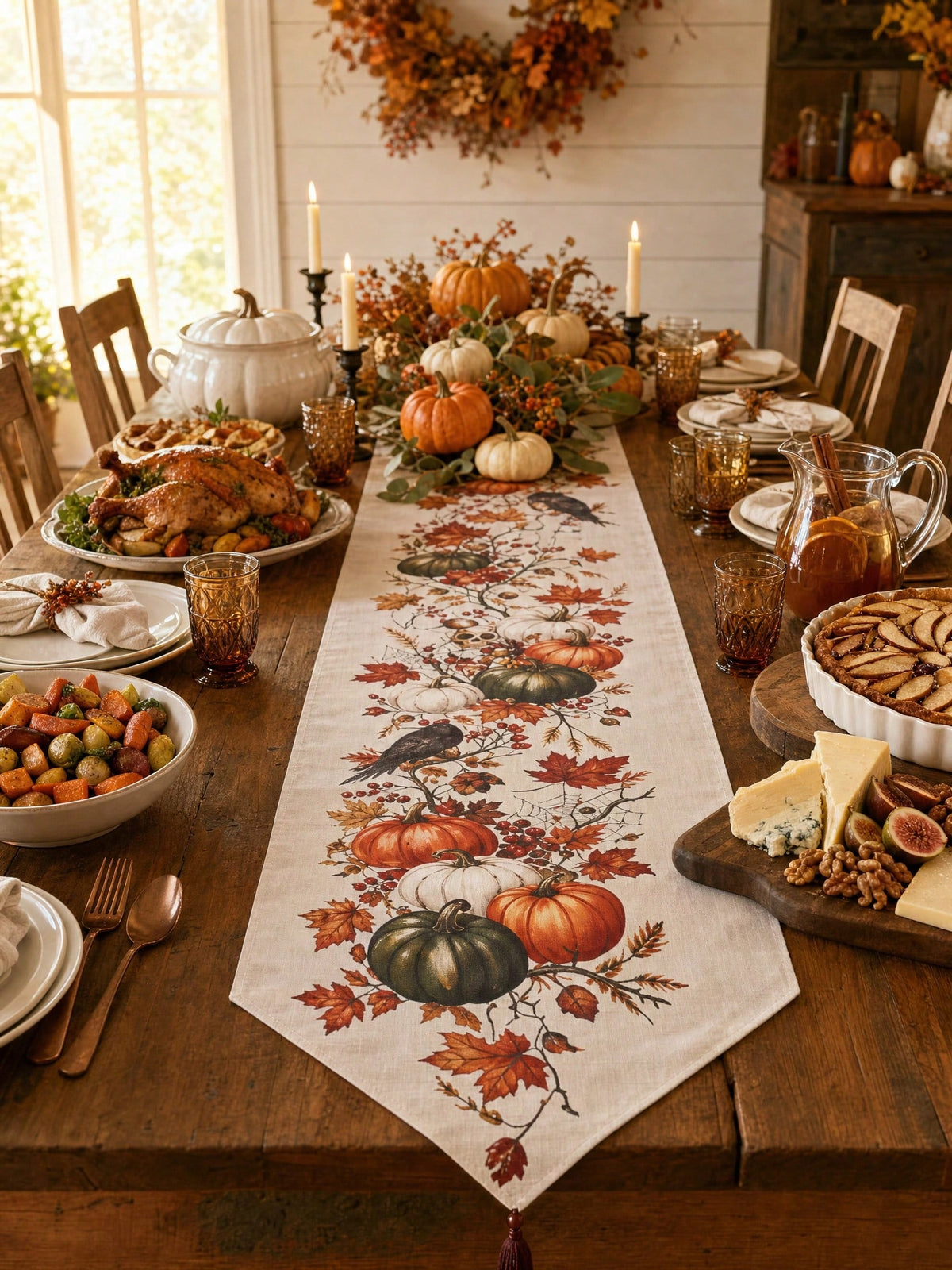pumpkin crow fall table runner - photo 9