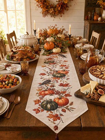 pumpkin crow fall table runner - photo 9