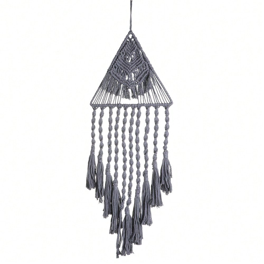 triangle macrame wall hanging - Gray photo 10