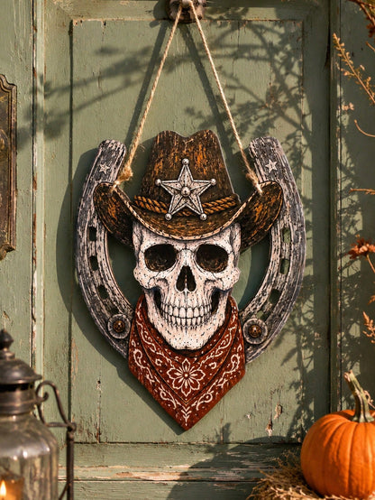 cowboy skull horseshoe door hanger - photo 10