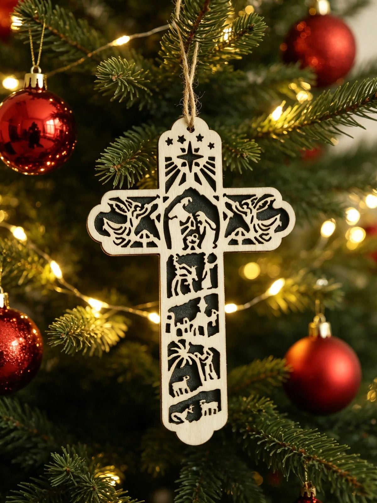 nativity cross Christmas ornament - photo 9