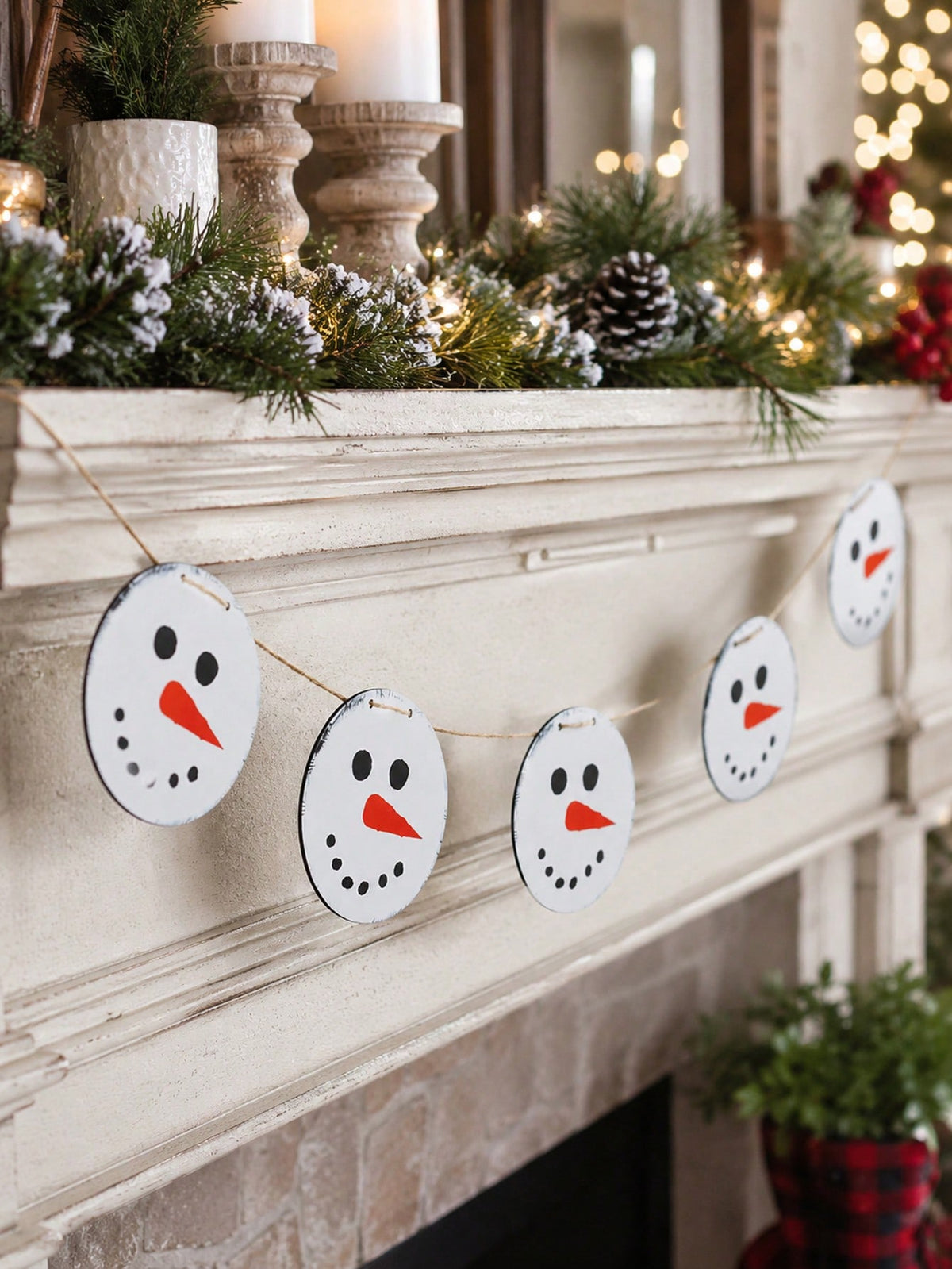 snowman face Christmas garland - photo 10