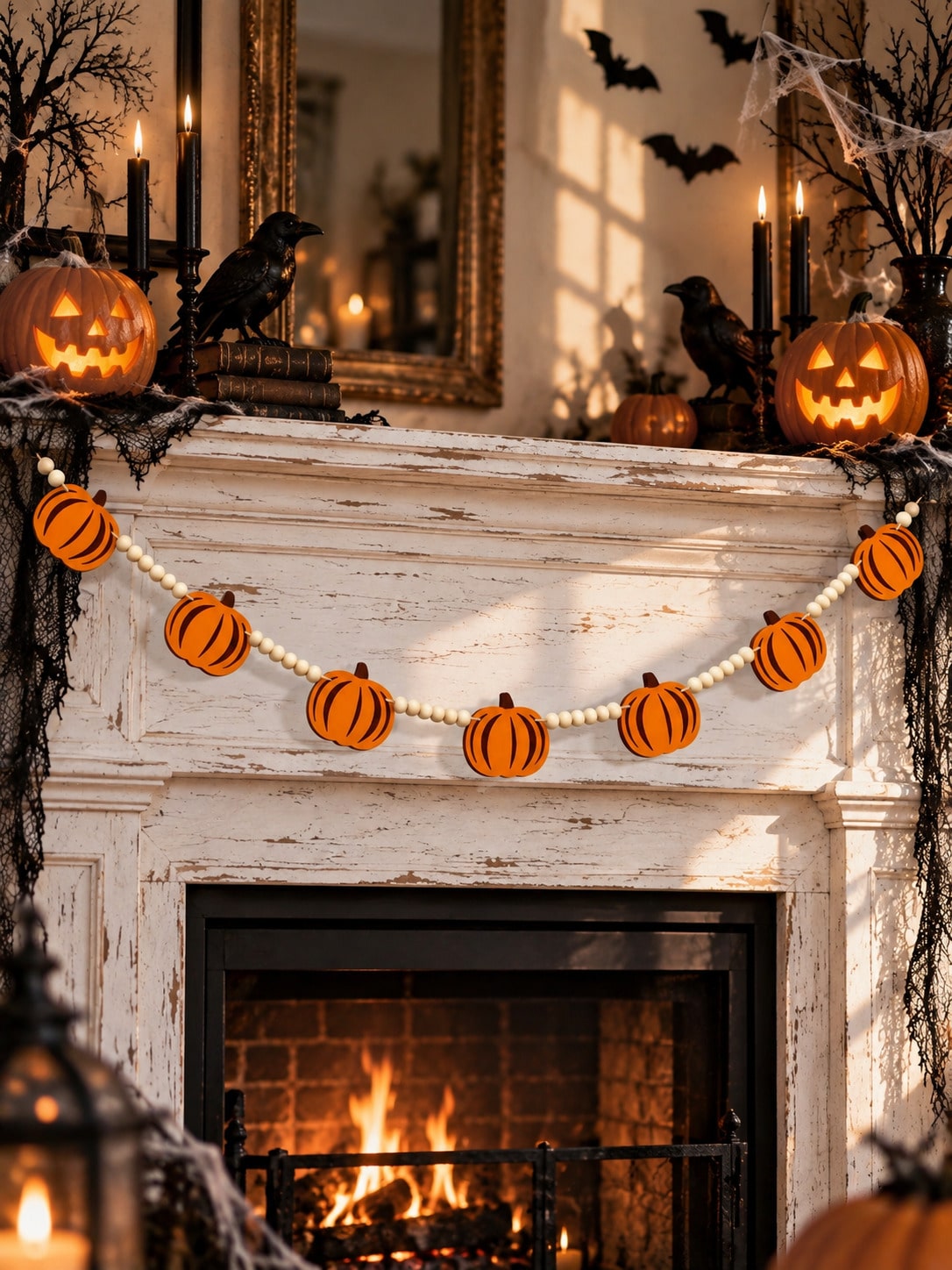 felt pumpkin wood bead garland - photo 11