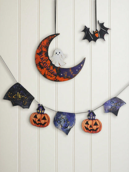 pumpkin bat moon Halloween banner - photo 10
