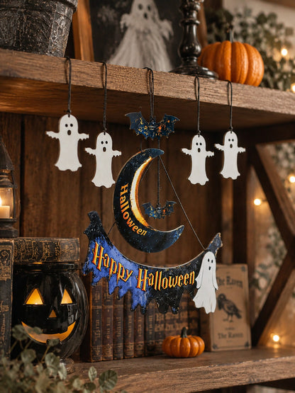 Happy Halloween moon banner ghost set - photo 10