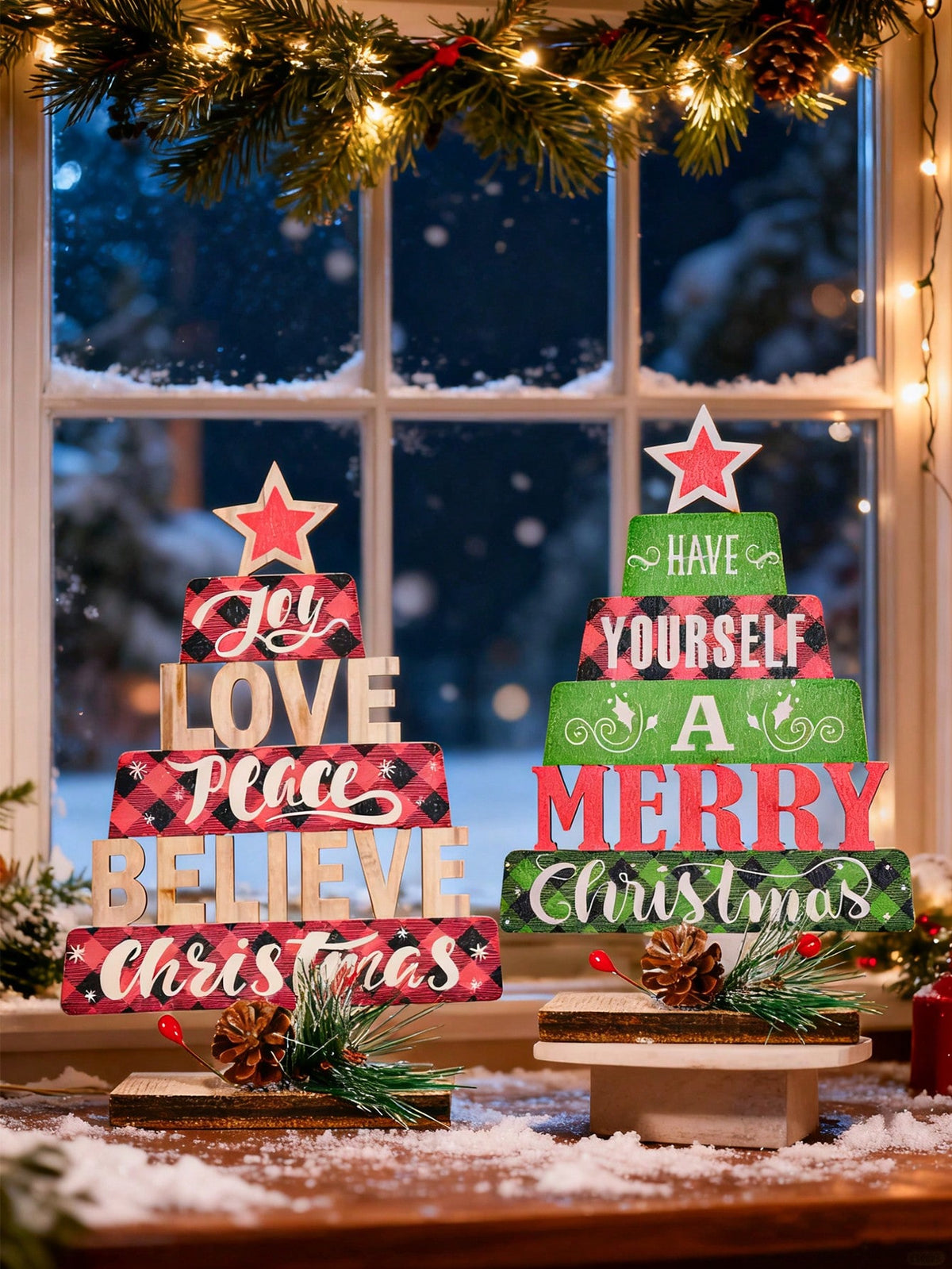 Christmas word tree tabletop signs - photo 10
