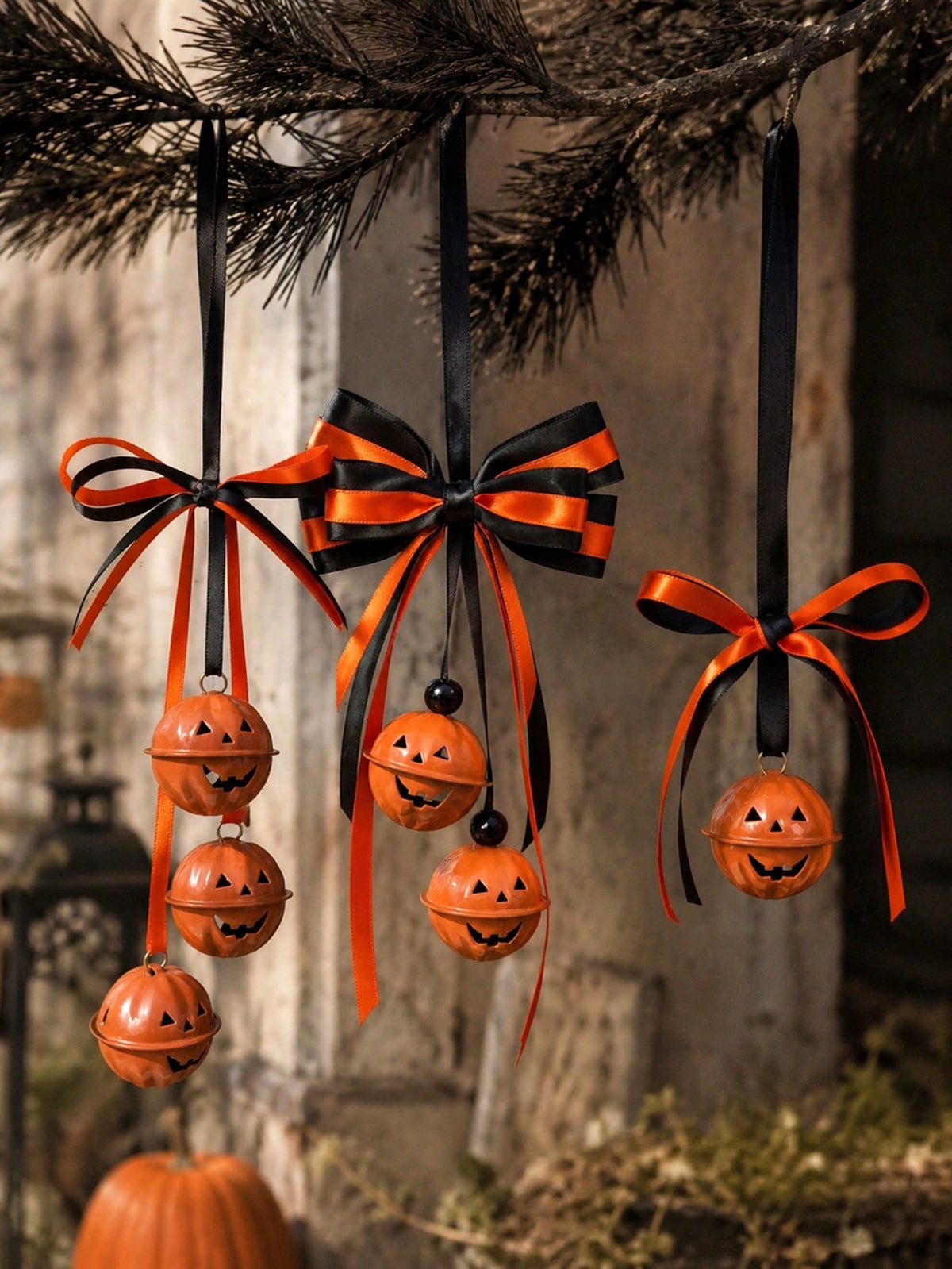striped bow pumpkin bell hanger - photo 10