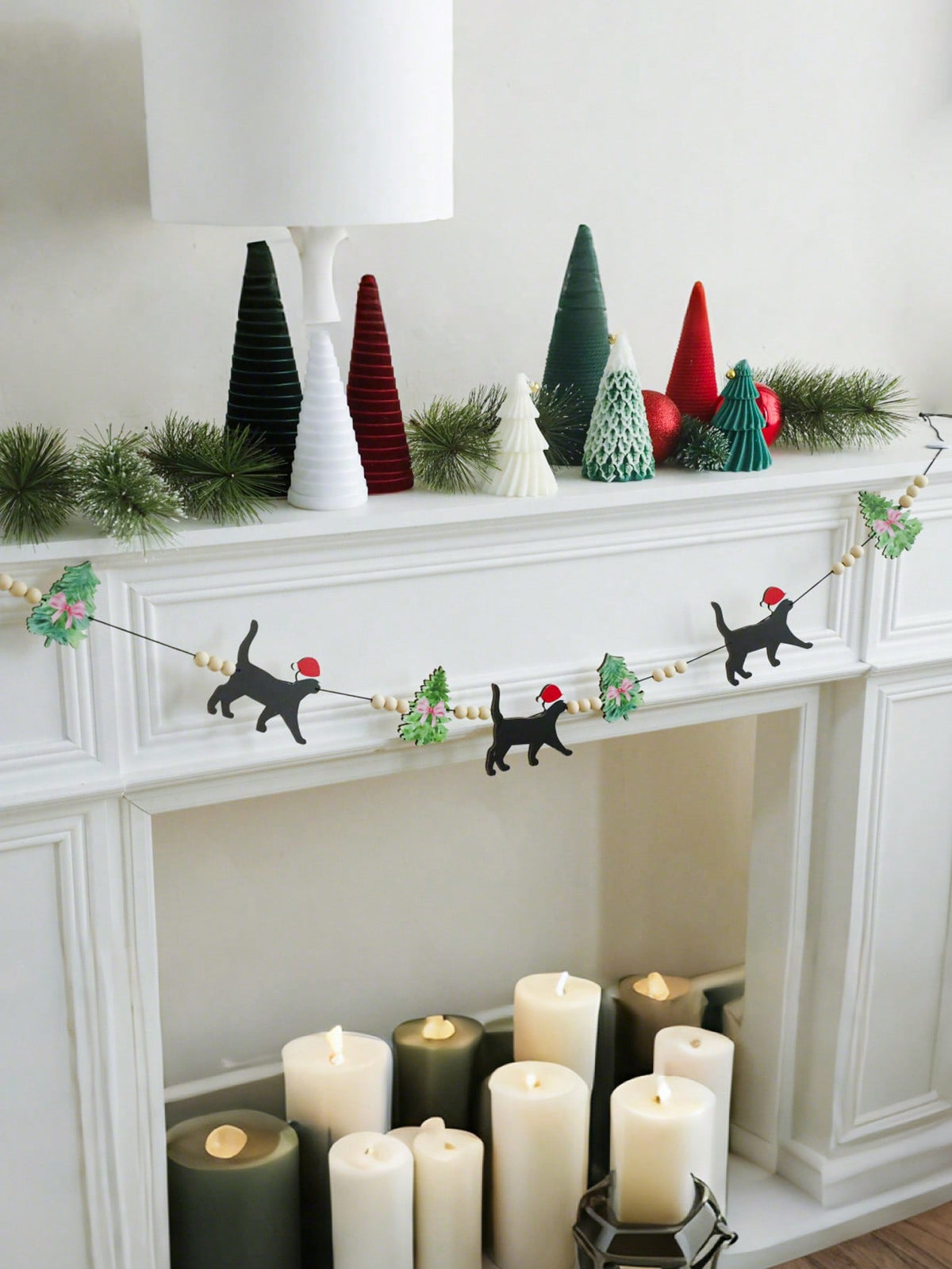 black cat Christmas felt garland - photo 11