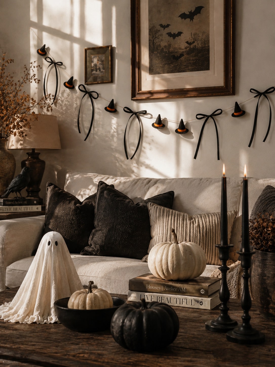 witch hat garland black bows - photo 10